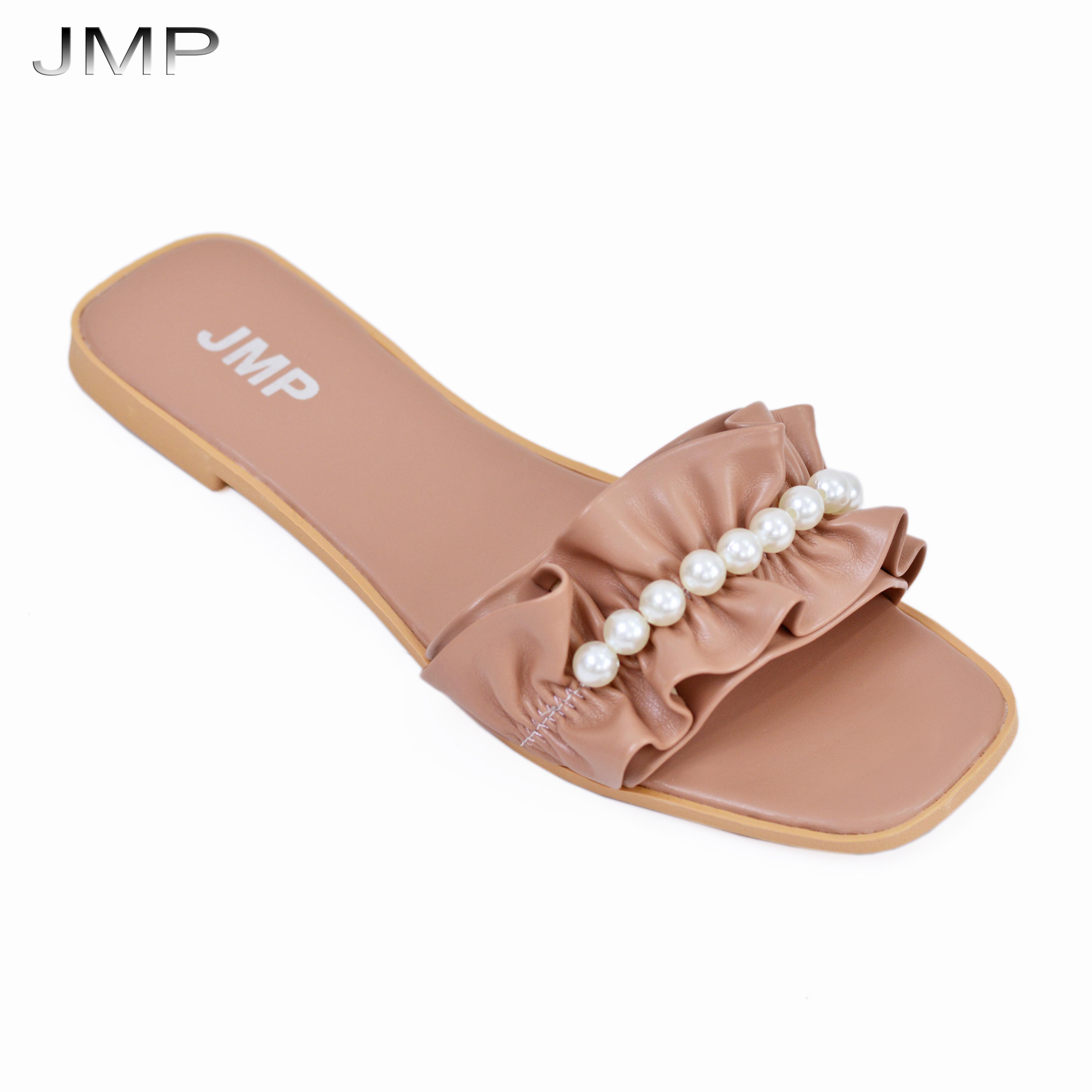 JMP - Dép Thời Trang Quai Ngang Đính Hạt Châu Cao 1CM- DE47