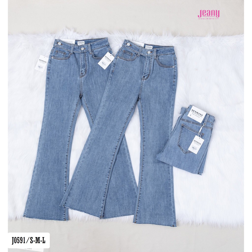 Quần Ống Loe Màu Xanh Nhạt Có 2 Nút J0591 - Jeany