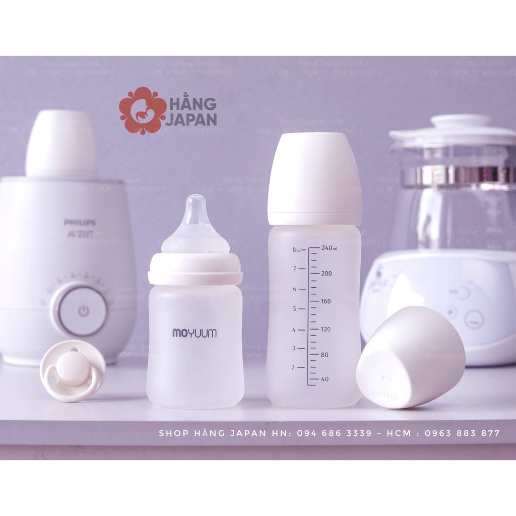 Bình sữa Moyuum thủy tinh 150ml/ 240ml chính hãng không kèm núm