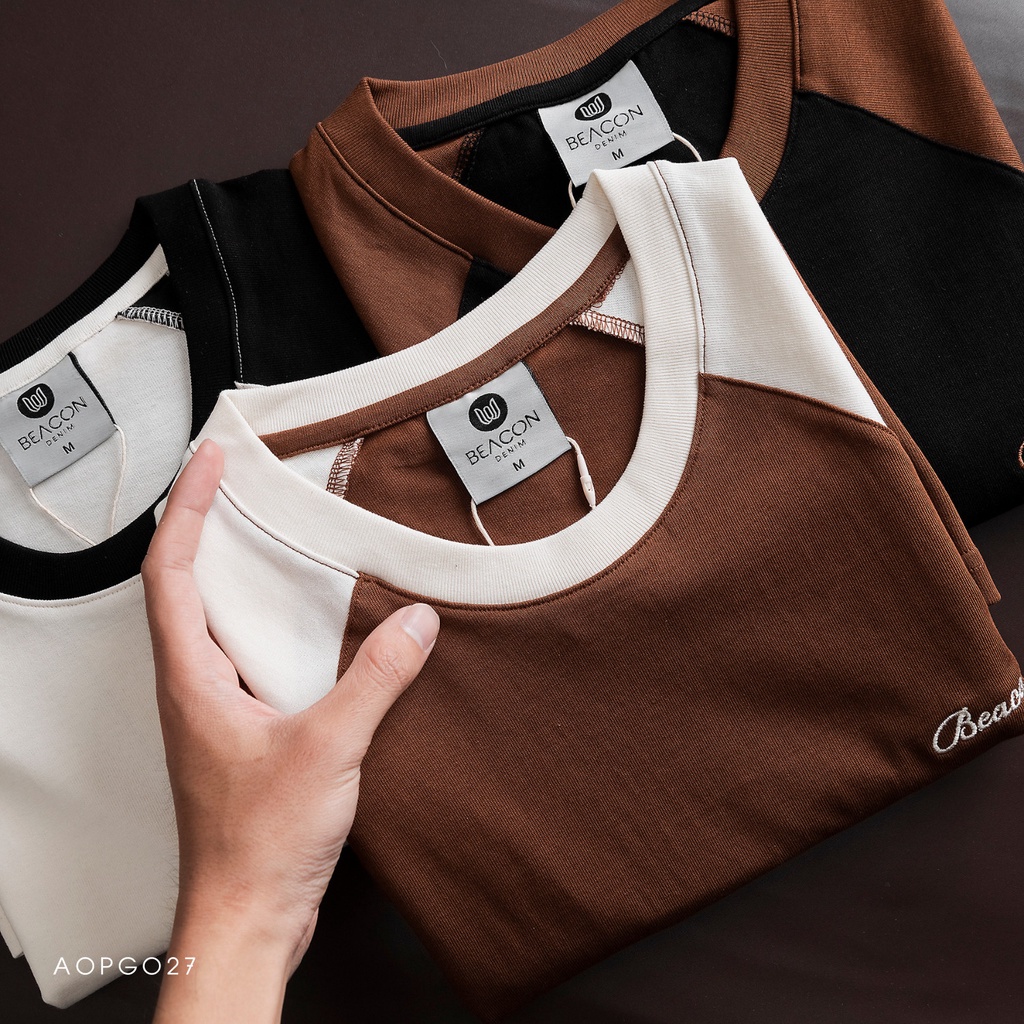 Áo Thun Nam Raglan Thêu Ngực Beacon BEACON DENIM Form Thường Basic AOPG27