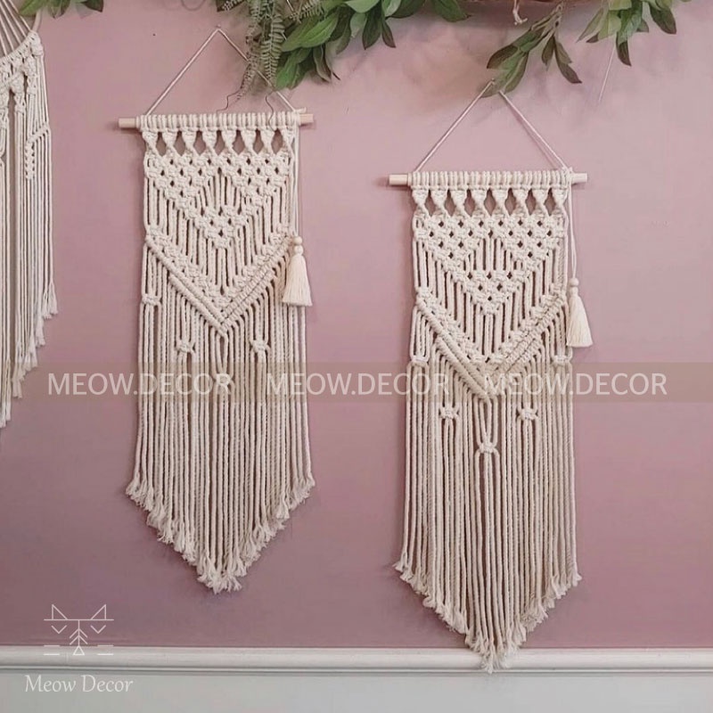 Mành macrame phong cách vintage treo tường trang trí nhà cửa, homestay, quán cafe (1 CÁI) (W81) - Me