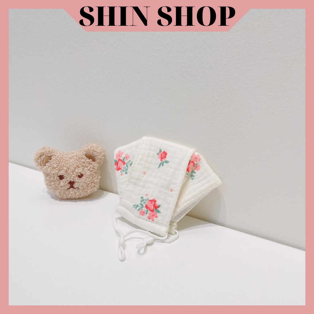 Khẩu Trang Vải Muslin 3D 3D Cotton 3 Lớp 4D Nhiều Màu Hoa Nhí Cổ Điển Dễ Thương Cho bé từ 0 - 4 Tuổi SHINSHOP M03