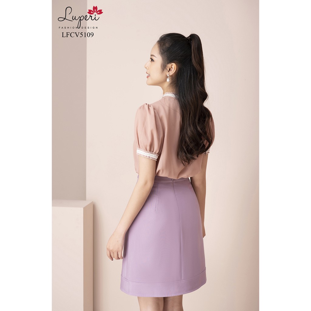 Chân Váy Dáng A Đính Cúc Bọc LUPERI LFCV5109 Chất Vải Co Giãn Mát | BigBuy360 - bigbuy360.vn