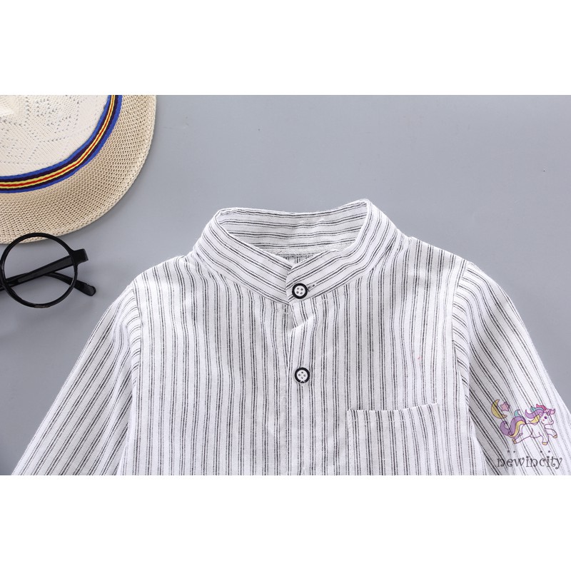 Áo Sơ Mi Kẻ Sọc Phong Cách Hàn Quốc Cho Bé Trai
