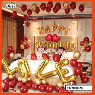 Set bóng bay trang trí /giảm giá sốc/ set bóng happy wedding trang trí phòng ngủ tân hôn nhiều mẫu