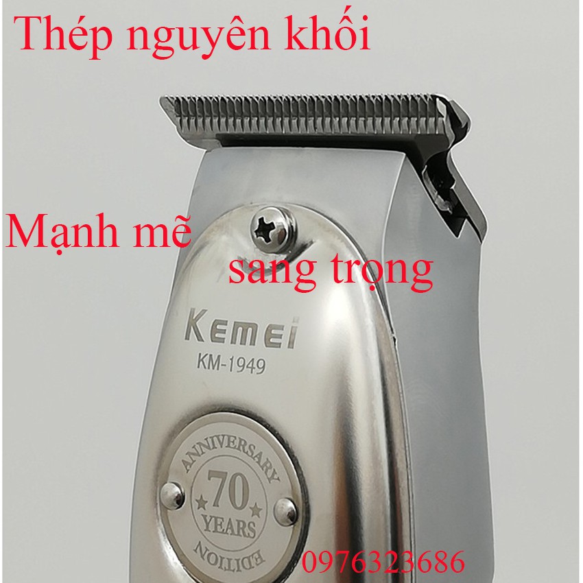 Tông đơ chấn viền Kemei Km-1949 kỉ niệm 70 năm hãng Kemei đã mài chuốt căn chỉnh tặng lược Tony cho salon và thợ tóc