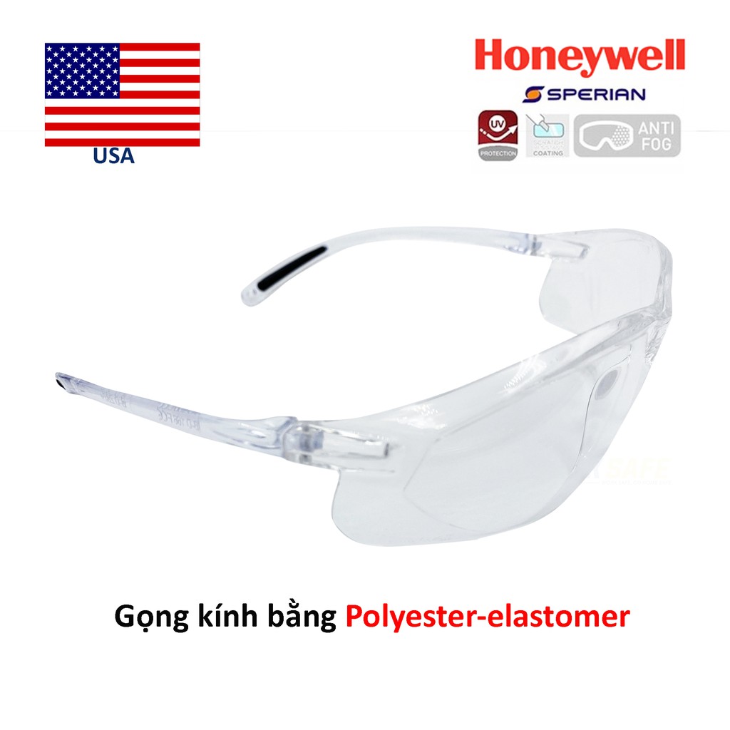 Kính bảo hộ Honeywell A700 cực nhẹ, chống bụi, mắt kính chống đọng sương (trắng trong) - Bảo hộ Thinksafe