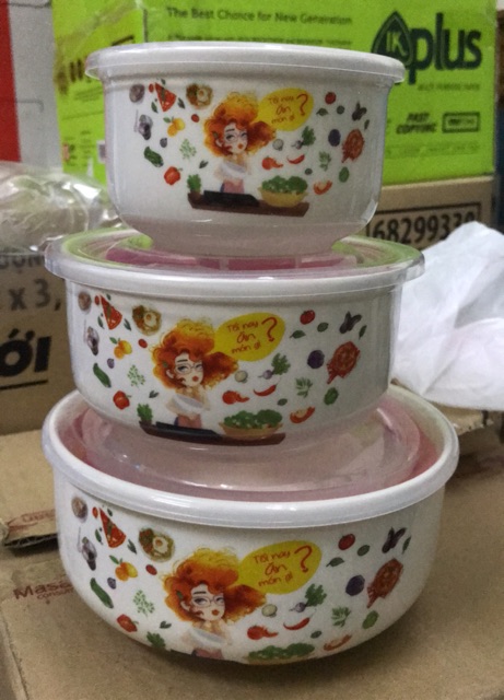 BỘ 2 chén ăn cơm/ bộ thố 3set có nắp đậy