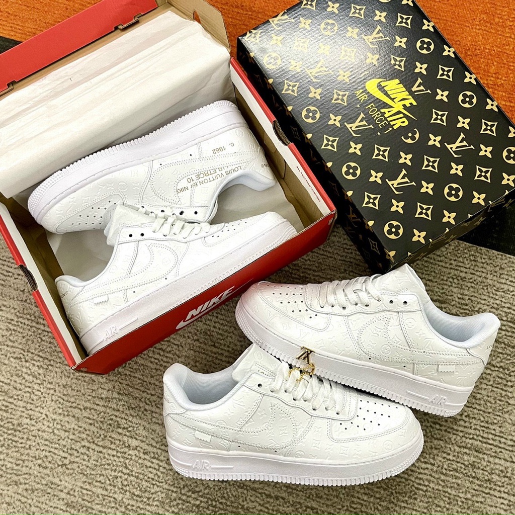Giày Thể thao Louis_Vuitton x Nike_AirForce1 Low By Triple White/Af1 LV Full Trắng