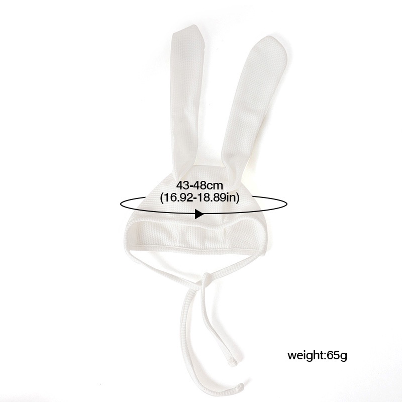 Mũ Beanie Dệt Kim Tai Thỏ Dài Mềm Mại Màu Trơn Có Dây Đeo Dành Cho Trẻ Sơ Sinh