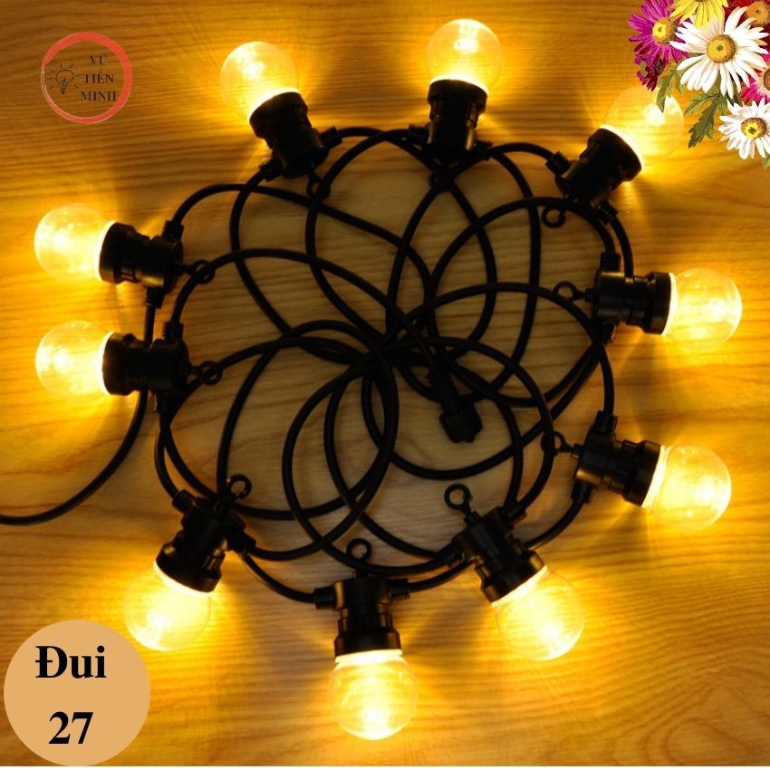 Dây đèn trang trí ngoài trời chống nước cho quán cà phê, trà chanh, trà sữa...5m 10 bóng, 10m 20 bóng