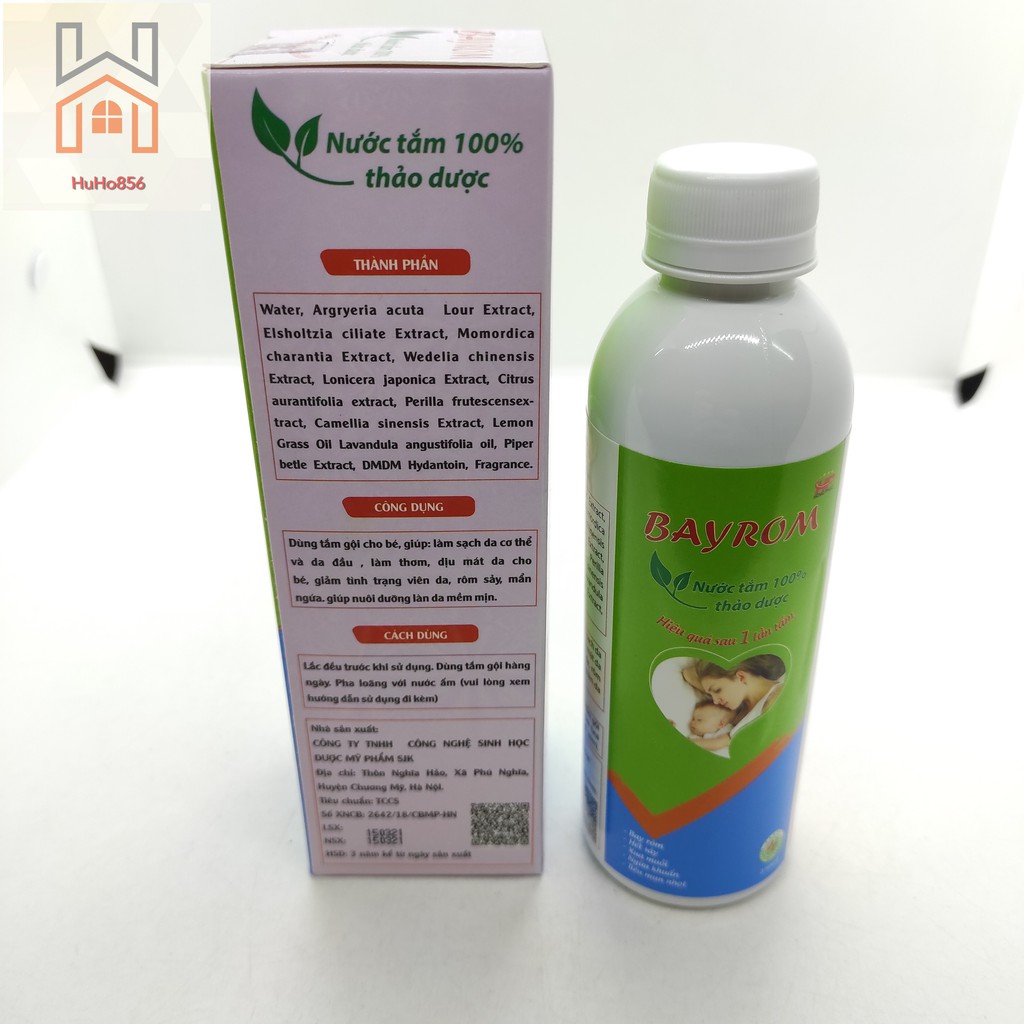 BAYROM - Nước Tắm Thảo Dược - Hết Rôm Sảy Mẩn Ngứa Cho Bé - Chai 250ml