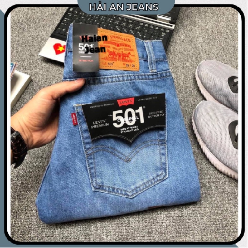 Quần jean nam ống suông Levi CAMBODIA- jean cotton co giãn nhẹ- màu xanh đậm