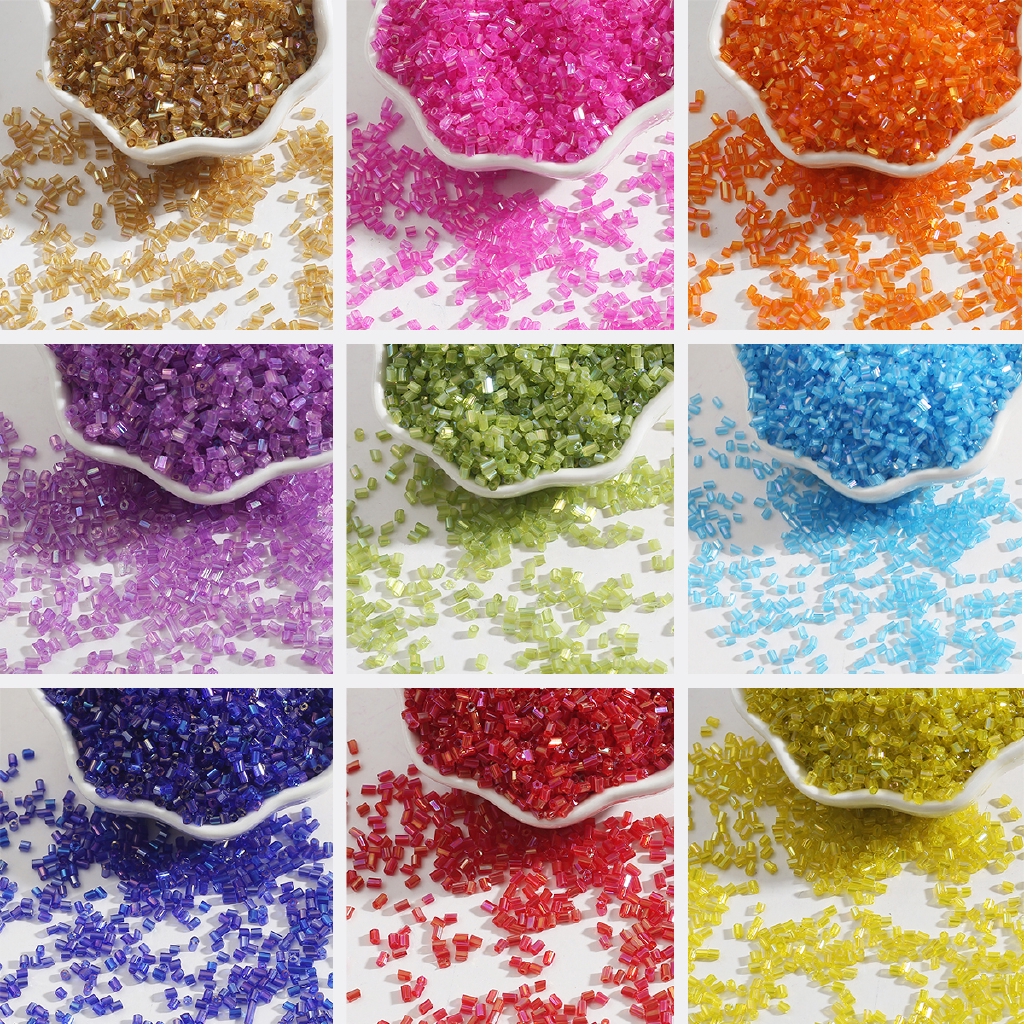 Túi 700 hạt thủy tinh hình trụ 2mm dùng làm trang sức thủ công diy