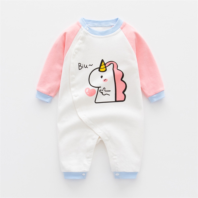 Áo Liền Quần Cotton Tay Dài In Hoạt Hình Dành Cho Bé Trai Gái 1039