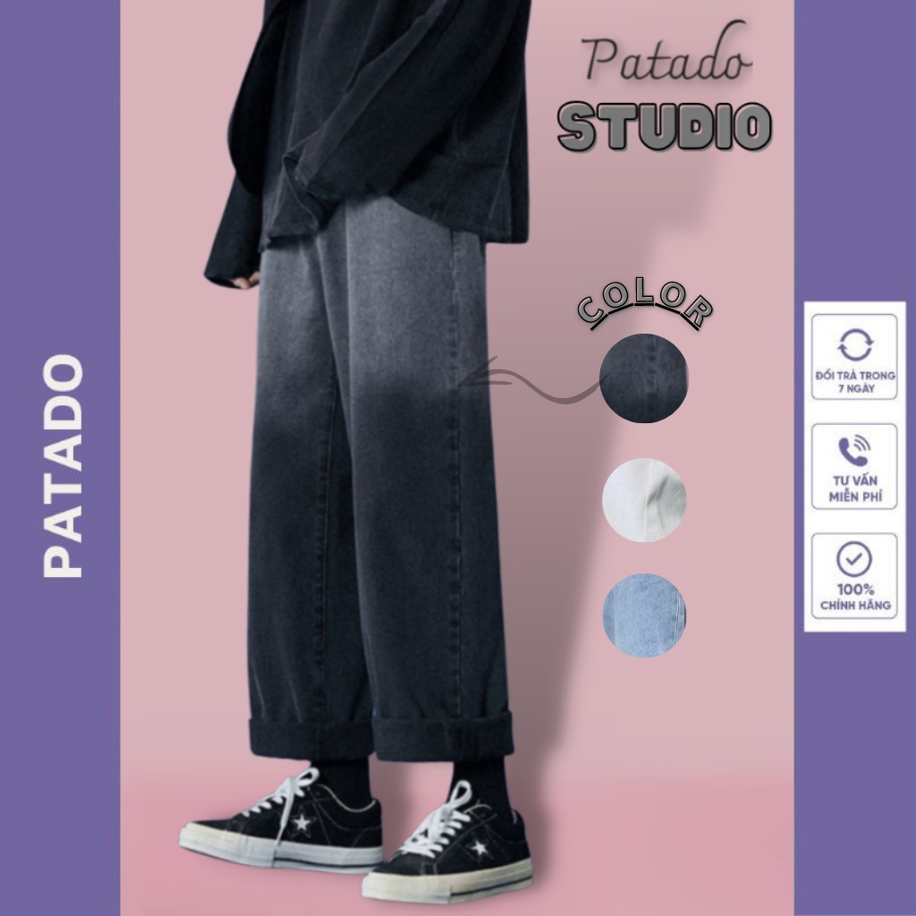 Quần jean nam baggy đen ống suông rộng vải bò jeans cao cấp dáng đứng không phai màu TR01