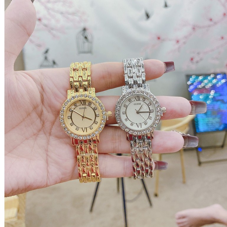 Đồng hồ Nữ Gue Dây Kim Loại 2 màu vàng bạc hợp thời trang , bền bỉ tặng kèm pin kèm hộp, bảo hành 12 tháng