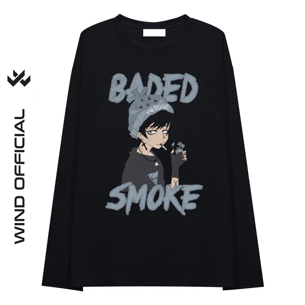 Áo thun tay dài WIND phông unisex form rộng SMOKE nam nữ sweater oversize ulzzang | BigBuy360 - bigbuy360.vn
