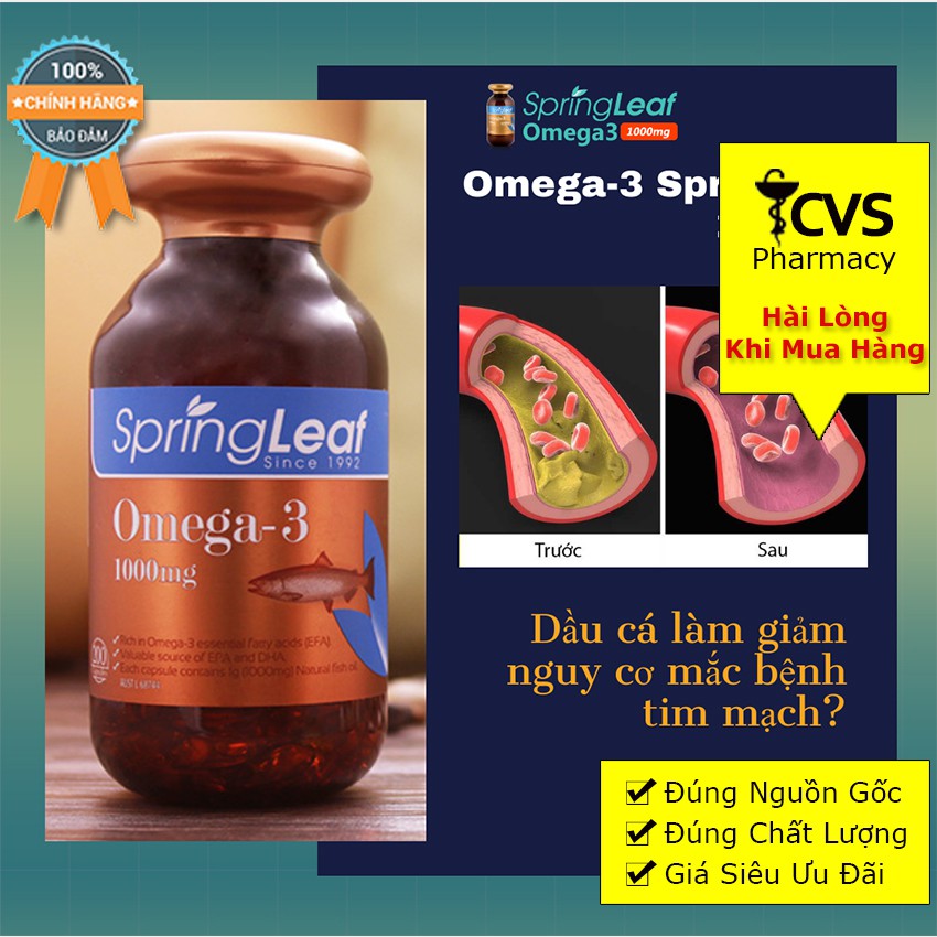 Dầu cá Spring Leaf Omega 3 – Tăng Cường Chức Năng Của Mắt, Não Bộ Và Hệ Tim Mạch