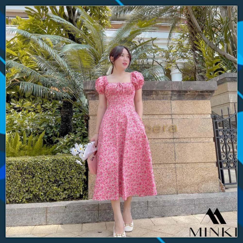 [ HOT DEAL ]  Váy Hoa Nhí Cổ Vuông - Chất liệu Thô Pha Tơ Nhập Khẩu - Phiên Bản Hoa Hồng Vintage [][] | BigBuy360 - bigbuy360.vn