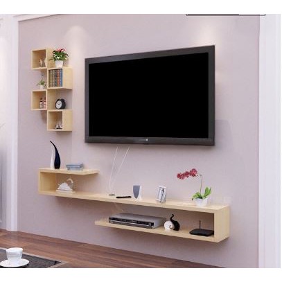 Kệ tivi trang trí treo tường phòng khách rộng 1.6m gỗ MDF như hình sang trọng