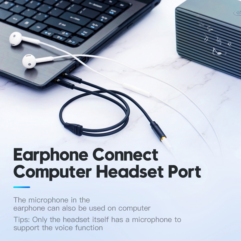 Dây Cáp Âm Thanh Nối Dài 2 Trong 1 3.5mm female Sang 2 male aux