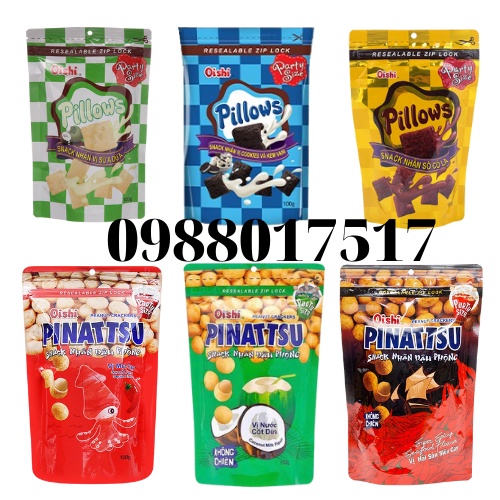 Snack Nhân Đậu Phộng 4 Vị Siêu Ngon Pinattsu Oishi gói 95g-Không Chiên-An Toàn