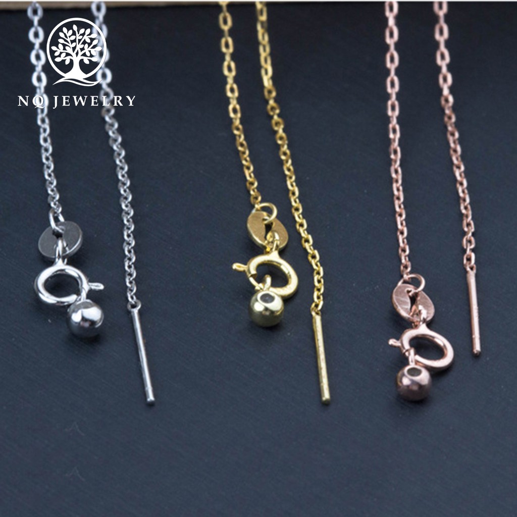 Dây chuyền bạc dạng móc xích khóa thẳng dùng để xỏ hạt hoặc lu thống - NQ Jewelry