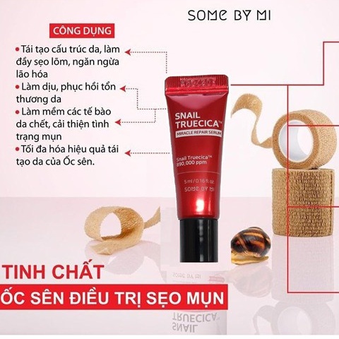 [Mini 5ml] Combo Toner và Tinh Chất Ốc Sên Some By Mi Snail Truecica Miracle Repair Serum