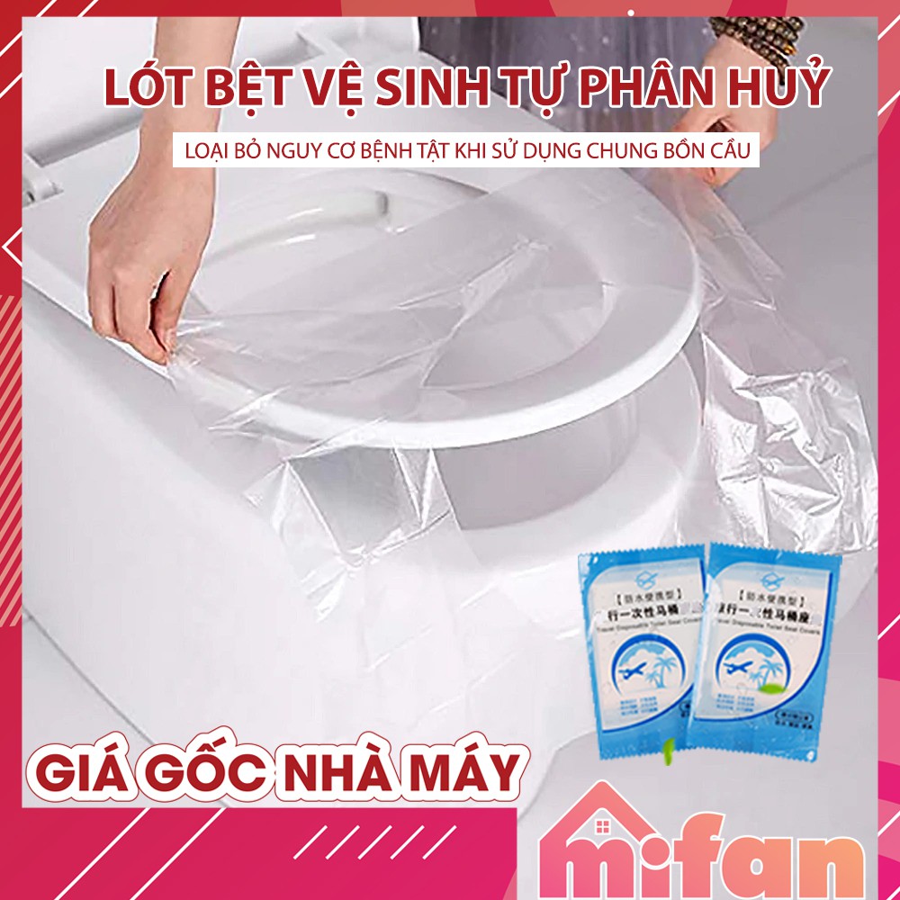 Miếng Lót Bệt Vệ Sinh Tự Phân Huỷ - Túi 50 chiếc - Nhỏ Gọn, Tiện Lợi, Vô Trùng, Sạch Sẽ, Không Thấm Nước - MIFAN