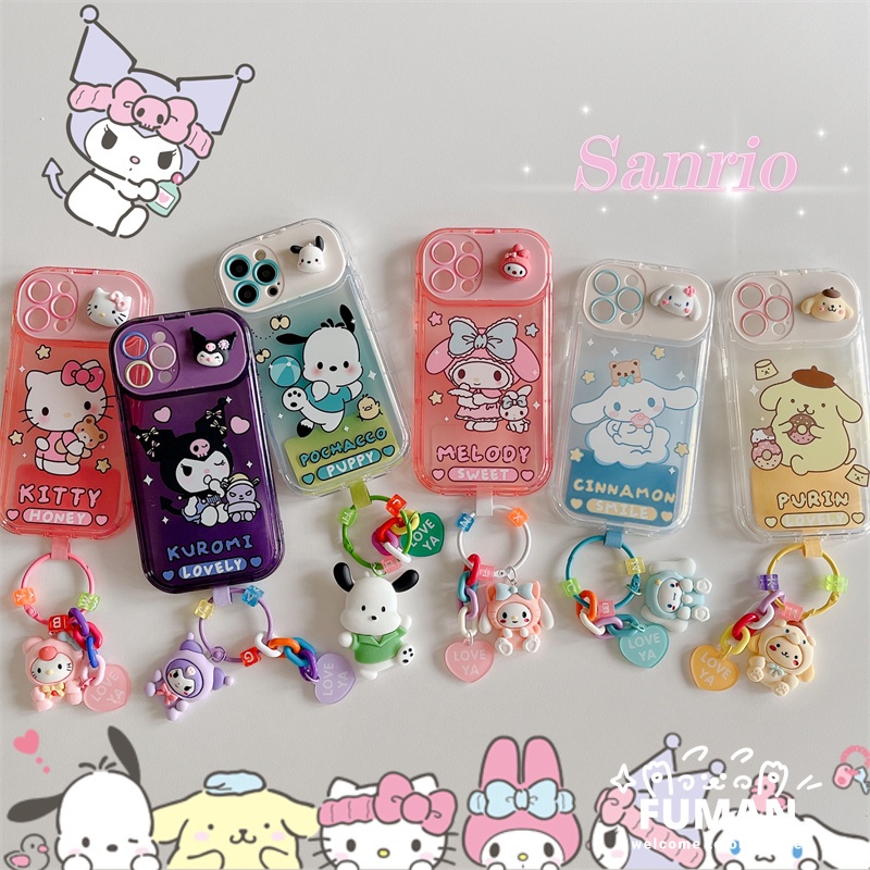 Ốp Điện Thoại Mềm Có Gương Hình Kuromi Melody Cún Poodle / Mèo Hello Kitty Cho iPhone 13 12 11 Pro Max