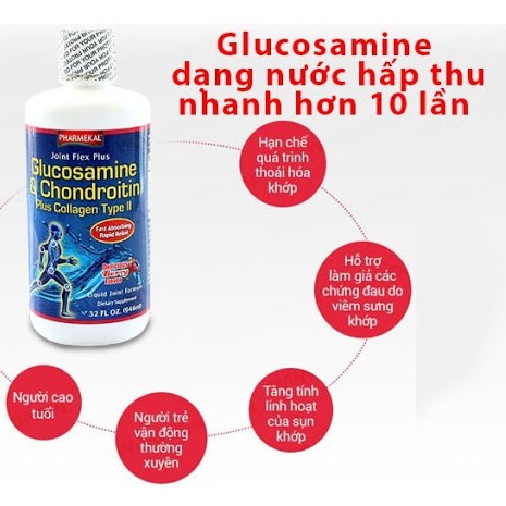 Glucosamin Dạng Nước Bổ Khớp Pharmekal Joint Flex Plus 946ml (Glucosamin-Chondroitin-Collagen Type II)