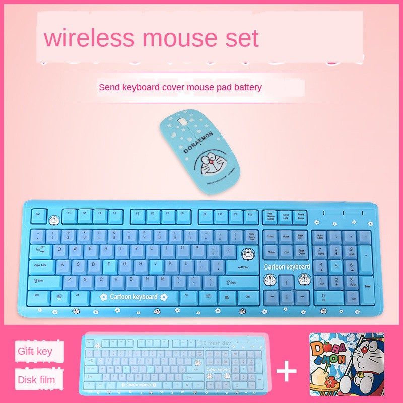 Bộ Bàn Phím + Chuột Không Dây Hello Kitty Màu Hồng Đáng Yêu