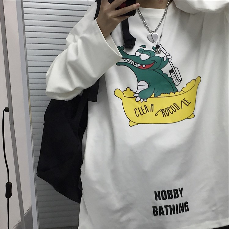 Áo thun dài tay  HOBBY BATHING  phông Unisex nam nữ tee oversize form rộng pull Ulzzang Streetwear thu đông vải mềm