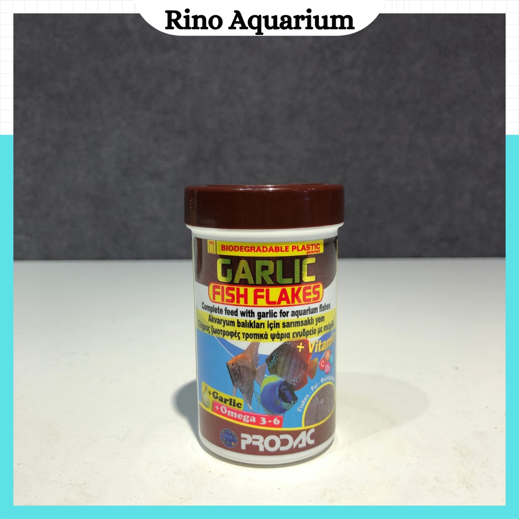 Thức Ăn PRODAC - Garlic Fish Flakes | Thức Ăn Khô Có Tinh Chất Tỏi Cho Cá Cảnh Thủy Sinh (Lọ 20g)