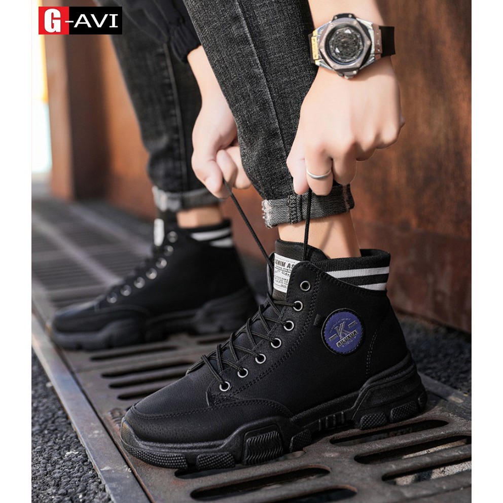 Giày bốt nam chữ K, giày cao cổ nam kiểu dáng trẻ trung, năng độn cá tính AVi409 | BigBuy360 - bigbuy360.vn