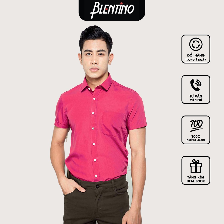 Blentino Áo sơ mi ngắn tay nam màu đỏ BSS07