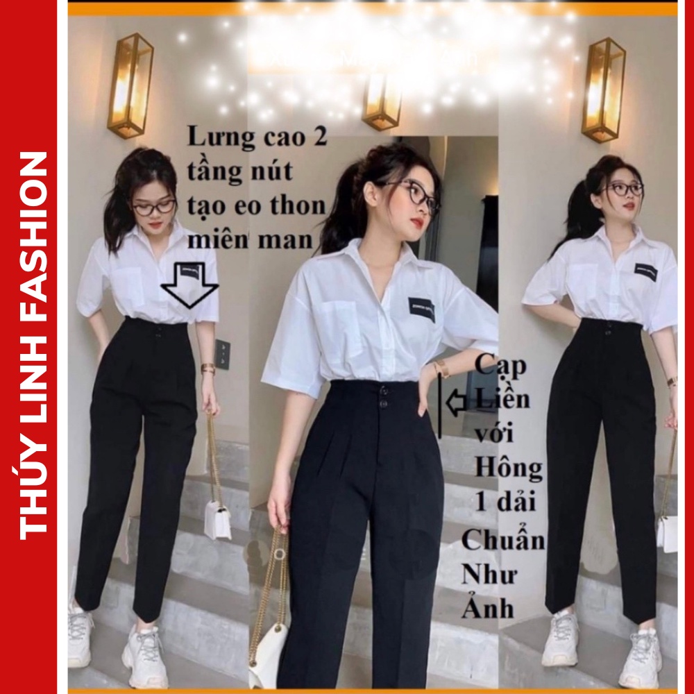 Quần Tây Baggy Nữ 2 Cúc, Quần Baggy Học Sinh Lưng Cao Đi Học, Đi Làm