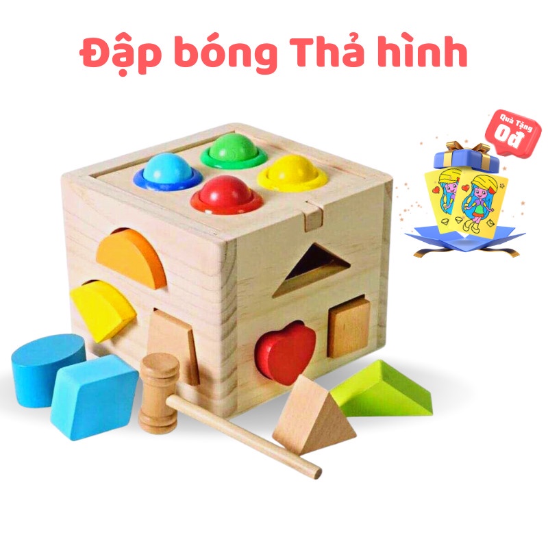 [TẶNG 2 TRANH CÁT] Hộp Thả Hình Đập Bóng Bằng Gỗ Benrikids Giúp Bé Học Hình Khối Màu Sắc