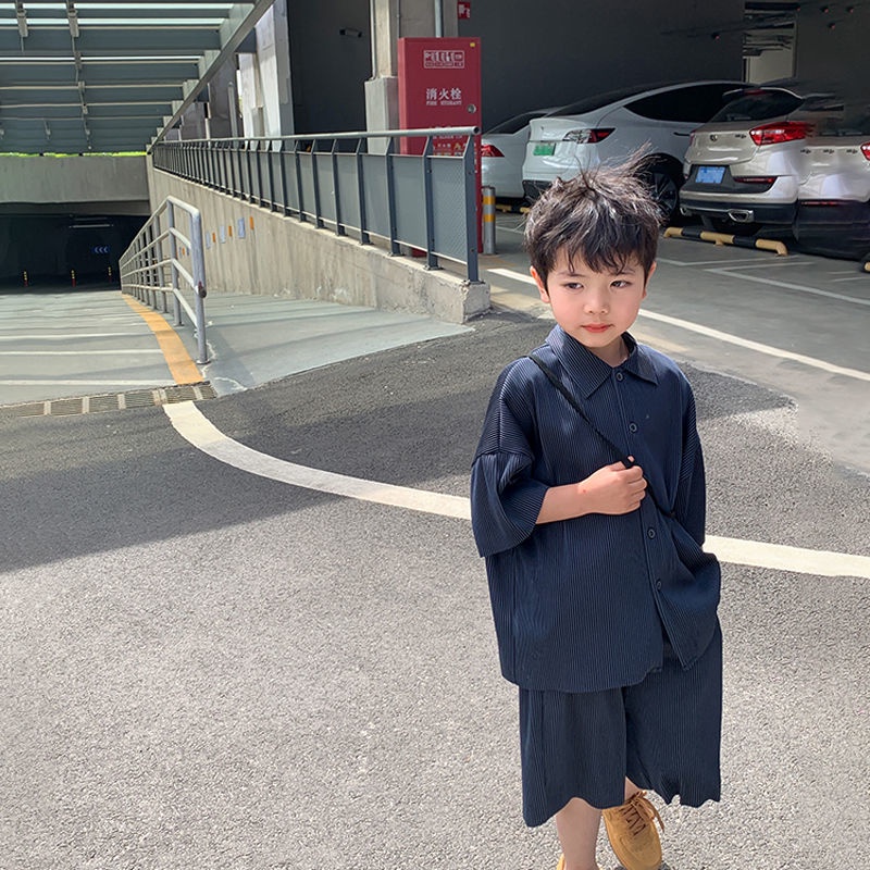 Set Áo Thun Ngắn Tay Và Quần Short Phong Cách Hàn Quốc Thời Trang Mùa Hè Cho Bé Trai