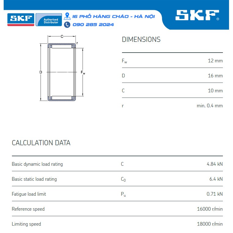 VÒNG BI SKF HK 1210 chính hãng
