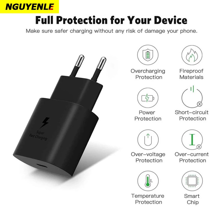 Củ sạc nhanh Samsung iPhone PD 25W PD 20W Qc 3.0 cho S22 S21 S20 S10 S9 S8 Note 20 A71 A70 A80 M5