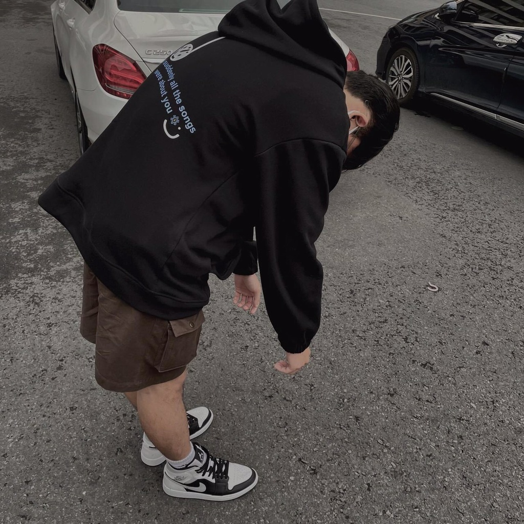 Áo Hoodie Music khoác Nỉ Bông có mũ form rộng basic tay dài dày dặn ấm áp cặp đôi nam nữ unisex Aomivn