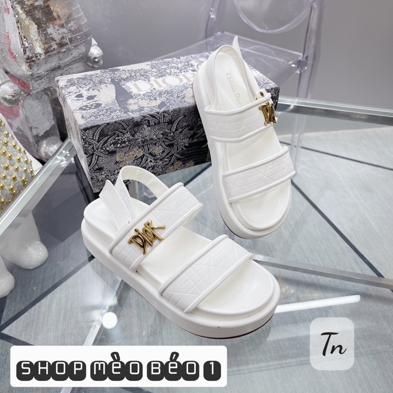 Sandal cd quai ngang vân kẻ đế bằng fullbox