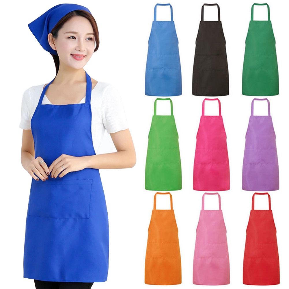 Tạp dề làm bếp trơn màu dễ thương có túi