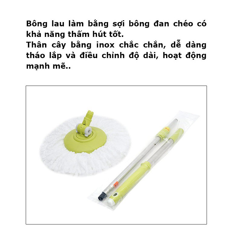 Bộ lau nhà 360 độ lồng vắt inox Lock&amp;Lock Walkable MOP-L003