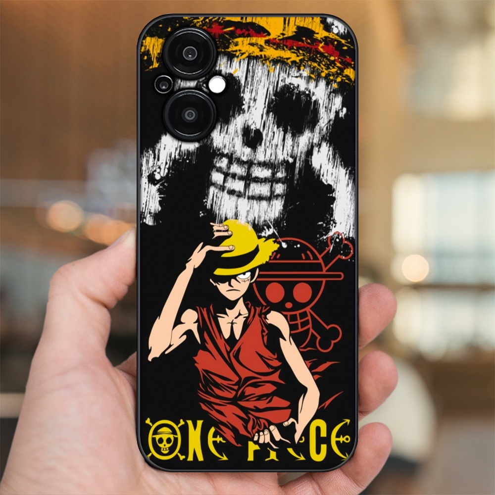 Ốp lưng Oppo Reno 8Z 5G viền đen in hình Luffy One Piece
