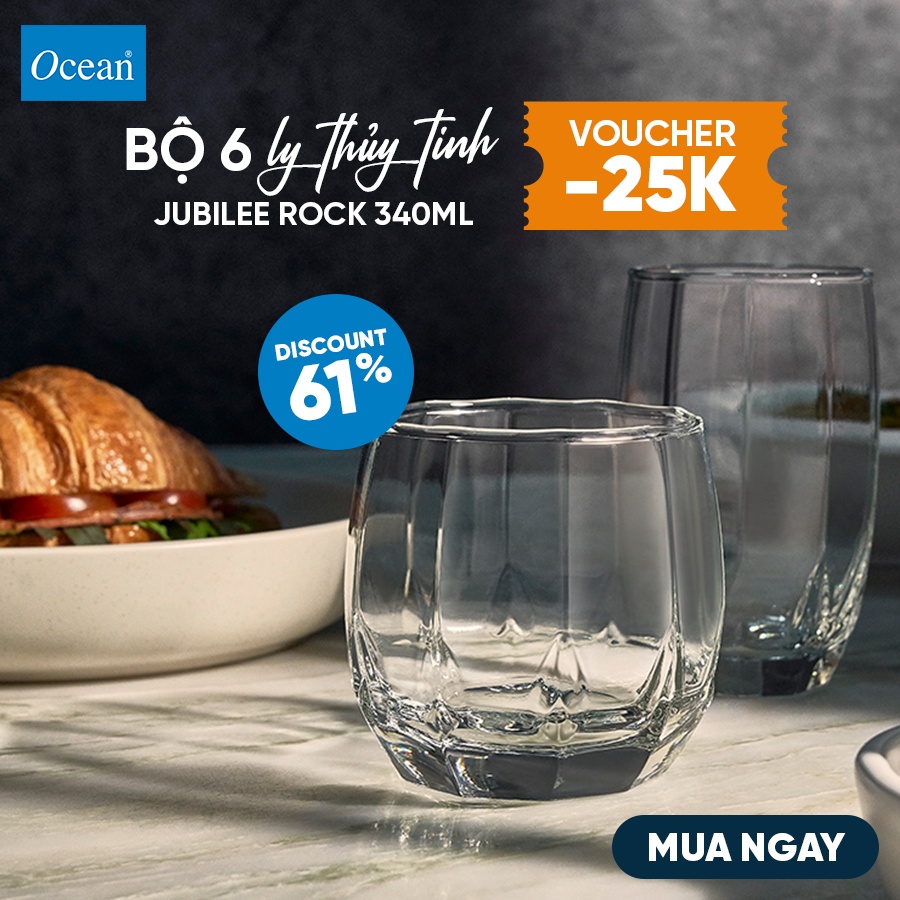 Bộ 6 Ly Thủy Tinh Ocean Jubilee Rock 340ml