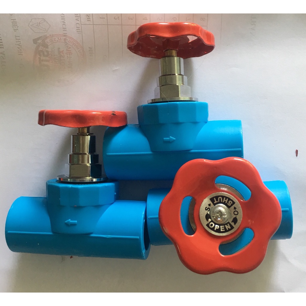 Van khóa ống nhiệt PPR Phi 20 - Xanh dương, Van mở 50%