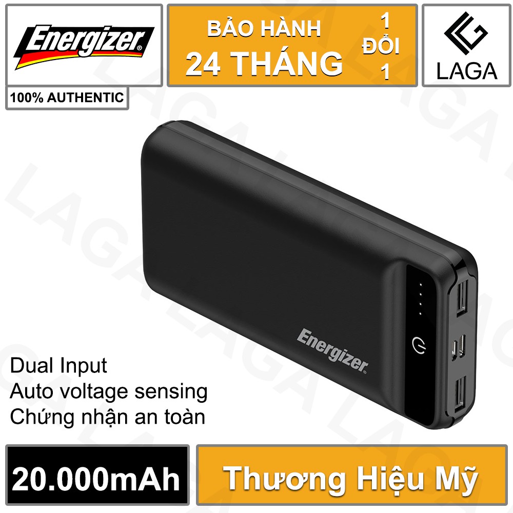 [Mã 267ELSALE hoàn 7% đơn 300K] Pin Sạc Dự Phòng Energizer 20000mAh 3.7V Li-Polymer UE20009